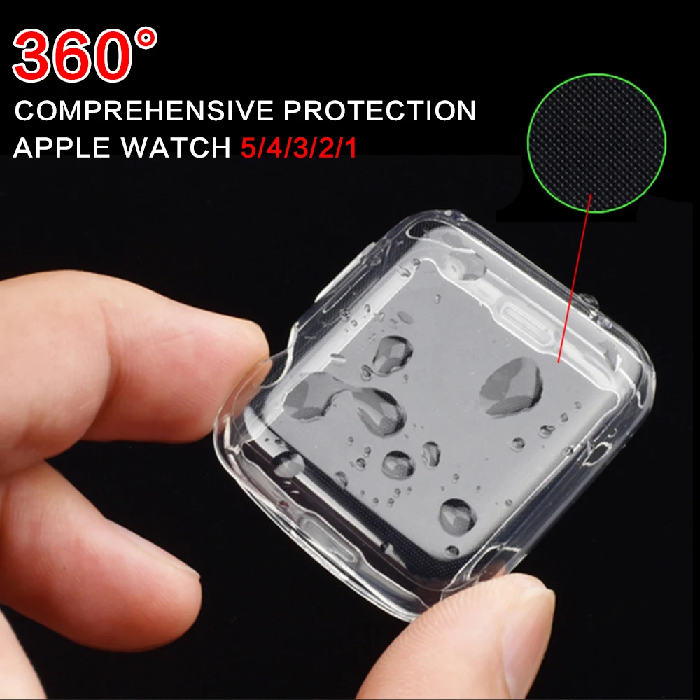

For Apple Watch 4 3 2 1 40MM 44MM 360 Built In Clear TPU Screen Protector Cover Full Case For Iwatch 5 38MM 42MM Case
