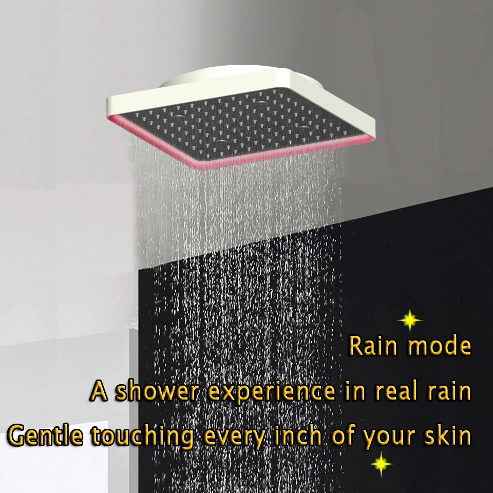 

LED Ceiling Shower Head Square 300 SUS304 Stainless Bathroom multifunctional Matt black Products Rain Mist Overhead Shower