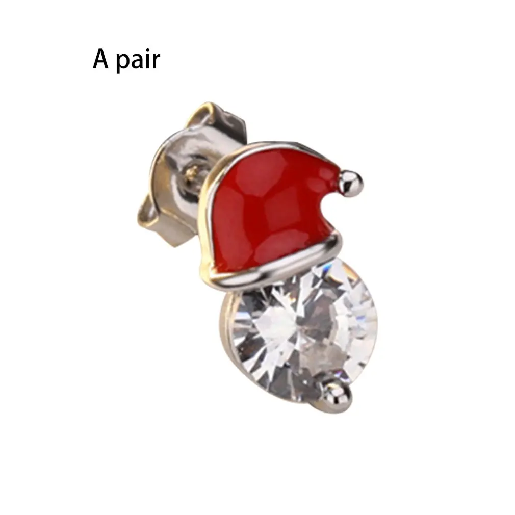 

Creative Inlaid Zircon Santa Claus Hat Earrings Women Holiday Gift Earrings Christmas Party Women's Gifts#3