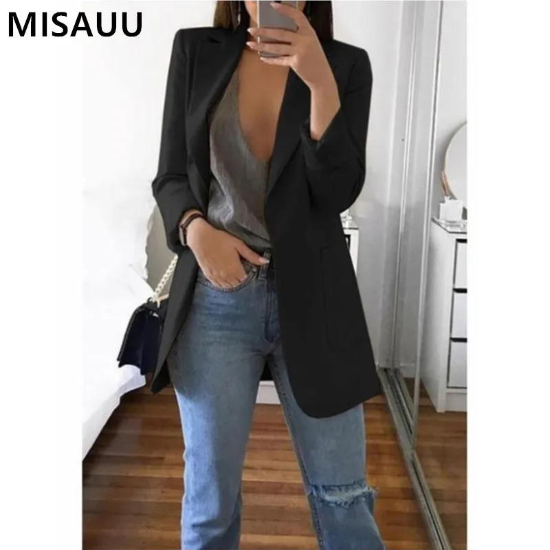 Женский официальный блейзер с карманами повседневные куртки женские костюмы пальто женские блейзеры верхняя одежда однотонный Кардиган Топы большого размера Женский официальный блейзер с карманами повседневные куртки женские костюмы пальто женские блейзеры верхняя одежда однотонный Кардиган Топы большого размера