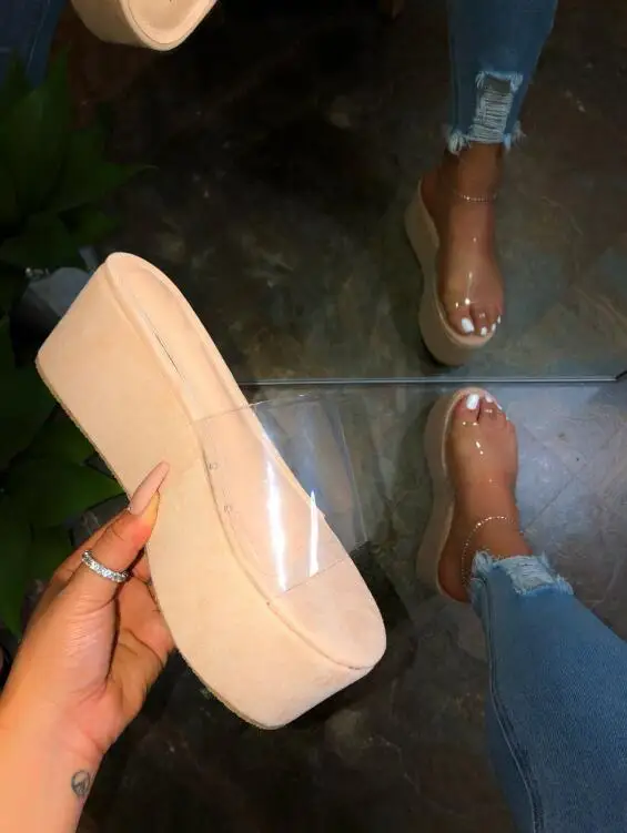 Шлепанцы женские летние на высоком каблуке Нескользящие непромокаемые прочные MS