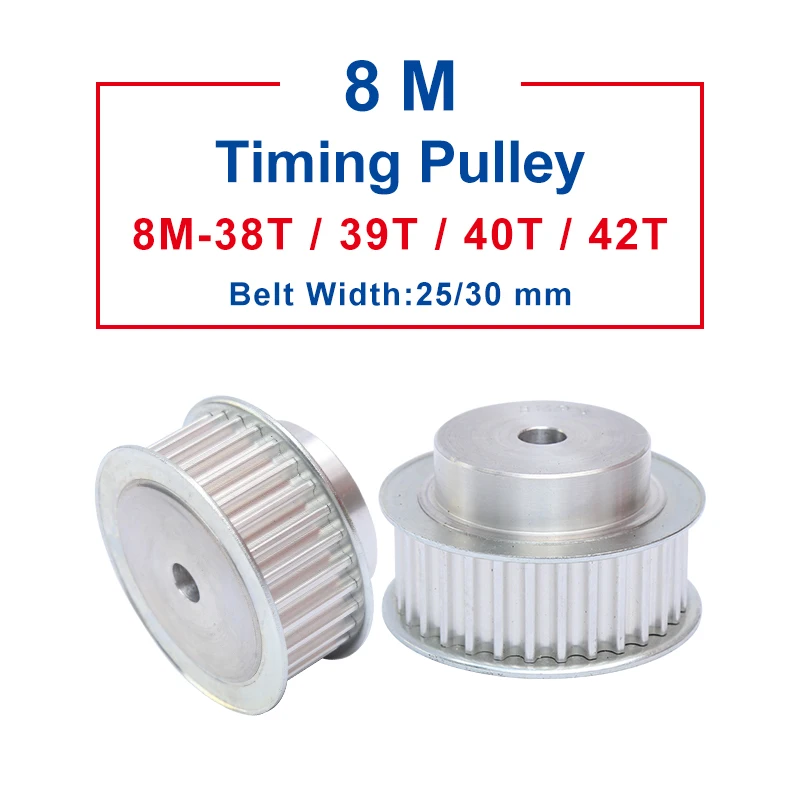 

Belt Pulley 8M-38T/39T/40T/42T Slot Width 27/32mm pulley wheel rough hole 12 mm Aluminum Material For Width 25/30mm Timing Belt