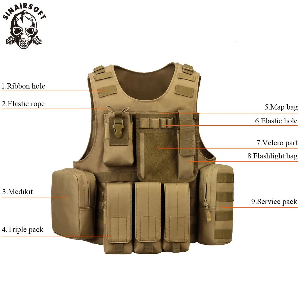 SINAIRSOFT тактический жилет-амфибия, страйкбол, сумки милитари, регулируемая защита Молла, для рыбалки, охоты, CS жилет LY2029