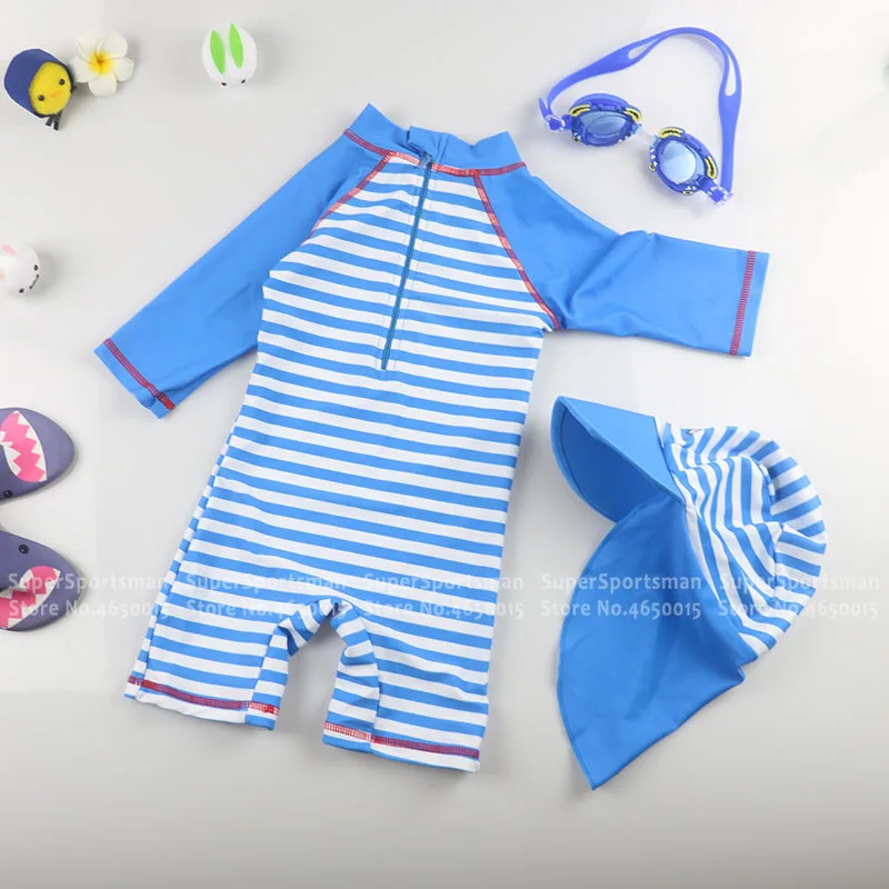 Комплект летней одежды для маленьких мальчиков купальник + шапочка плавания