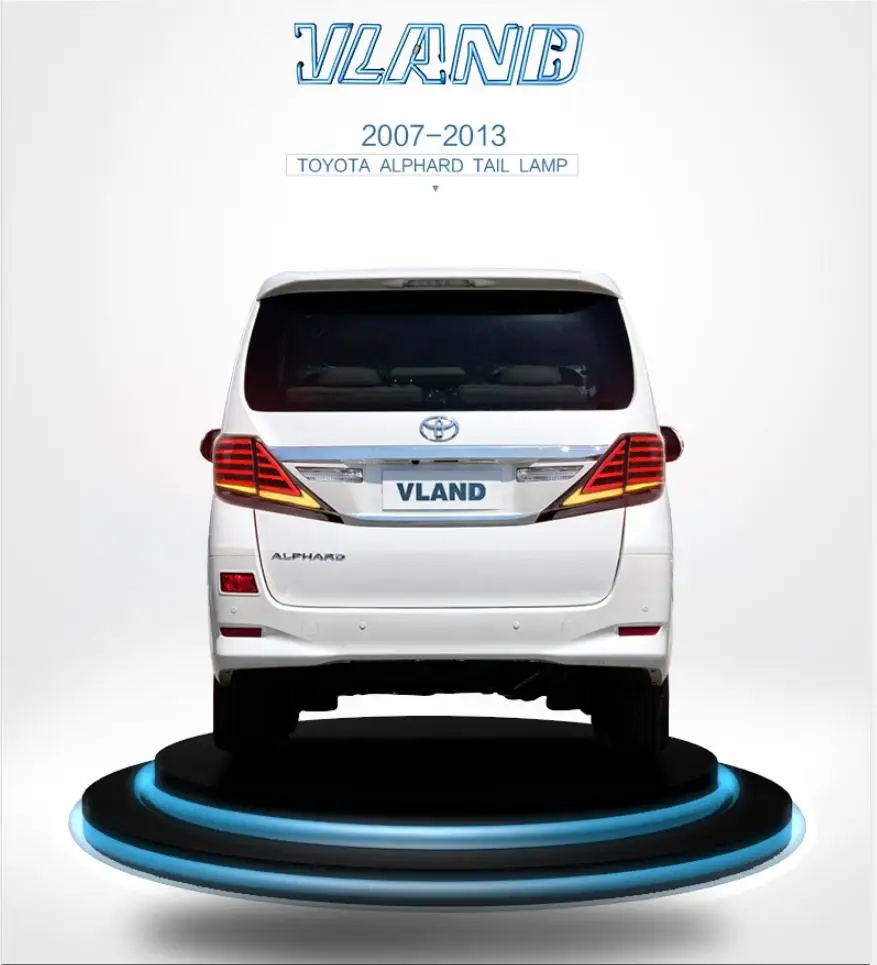 Vland завод для задний габаритный фонарь автомобиля для Alphard светодиодный задний фонарь 2007 2013 для Vellfire задний фонарь с движущимся сигналом
