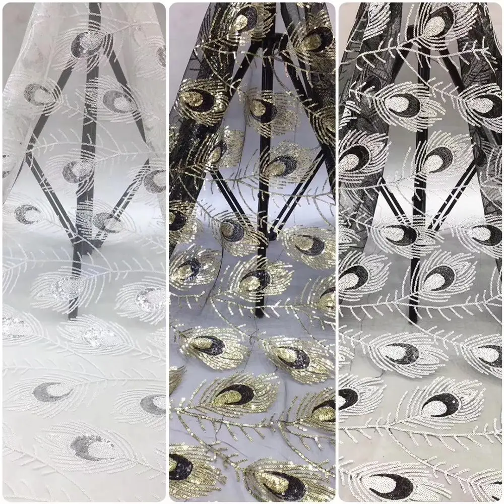 

Madison High Quality African Nigerian Sequins Net Lace Fabrics Sequined Embroidered Indian Lady Christmas Wedding Bride Material