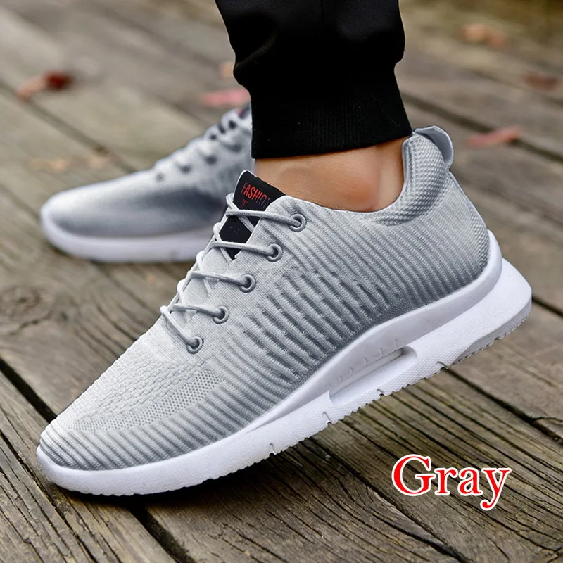 Gray 2 WENYUJH/Мужская обувь; кроссовки; Повседневная Вулканизированная обувь; дышащая сетчатая Мужская обувь; мужская обувь на плоской подошве со шнуровкой; Прямая поставка; Новинка года - Цвет: Gray 2