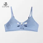 CUPSHE, однотонный синий топ бикини с круглым вырезом, с вырезами, только для женщин, сексуальный топ на бретелях, пляжная одежда, 2022, пляжный раздельный купальник, бюстгальтер, топ, купальник