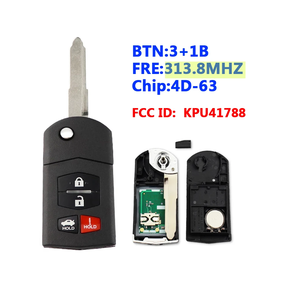 

M6/M2/4Button Folding Remote Key FSK313.8Mhz ID83-FCCID:KPU41788(Aftermarke)