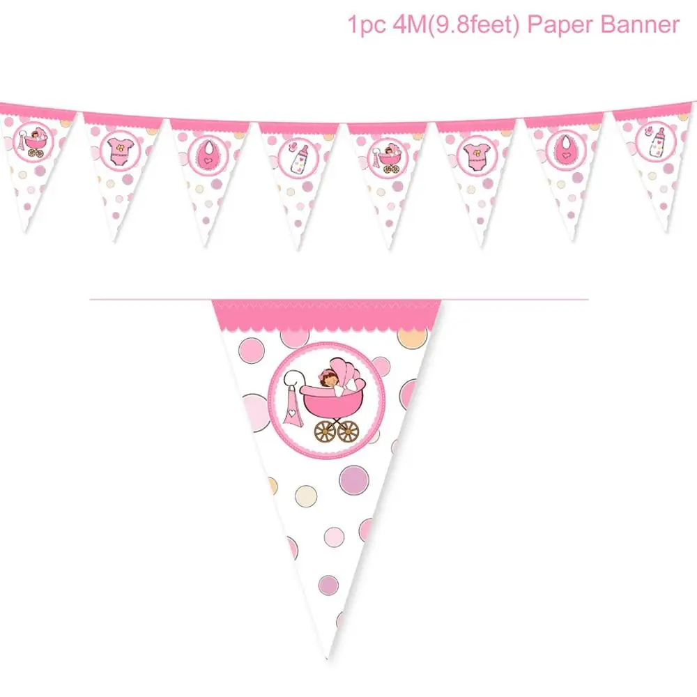 Paper Banner 1 QIFU, 1 шт., украшения для детского душа, это баннер для мальчиков или девочек, вечерние гирлянды для девочек на первый день рождения - Цвет: Paper Banner 1