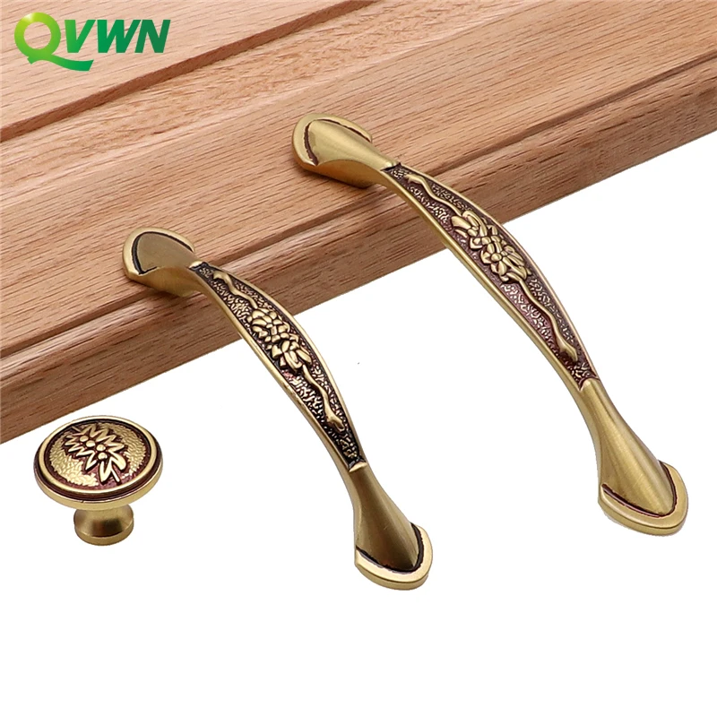 QVWN различные стили твердая латунь ручки шкафа и кухонные для ящика выдвижной