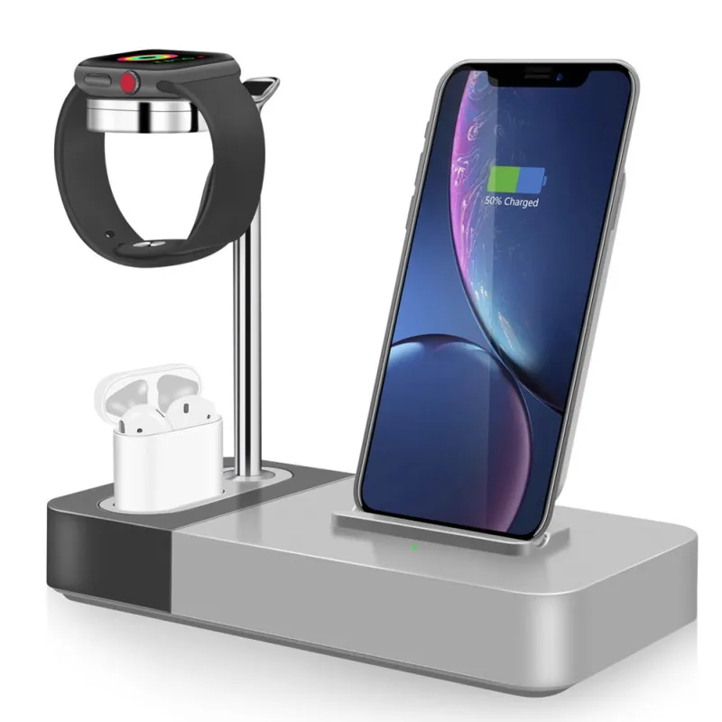 3 в 1 беспроводная зарядная станция для Qi включить сотовый телефон Airpods Смарт-часы