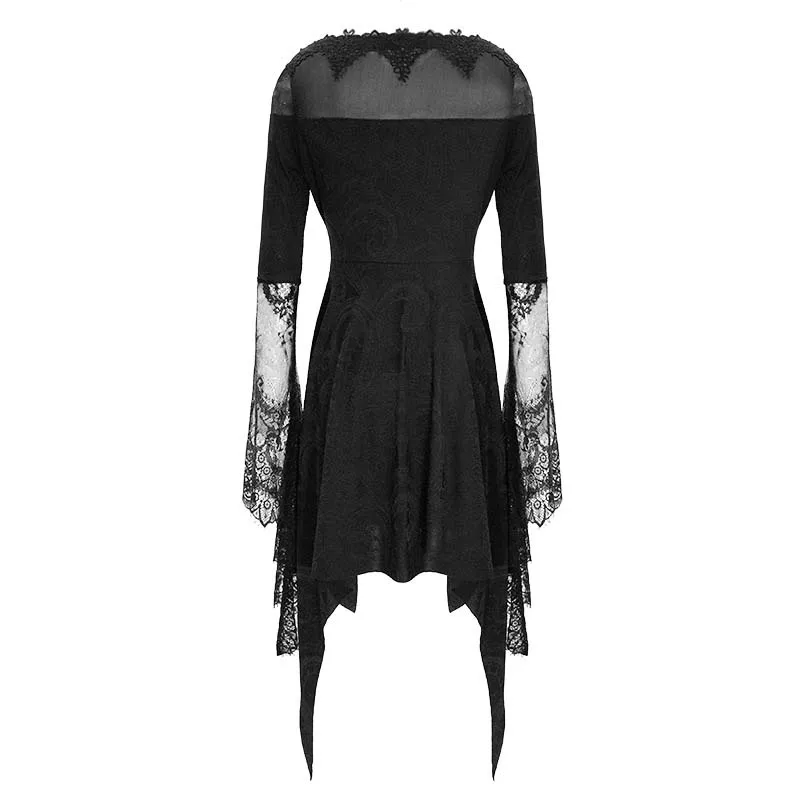 

Women Gothic Dress Goth Punk Gothic Transparent Net Yarn Goth Style Black Lace Dress Clothes Dress PK182