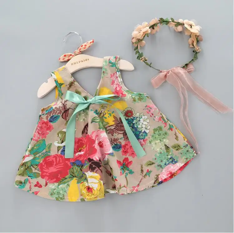 2019 тонкий комплект из двух предметов для девочек топ без рукавов с цветочным