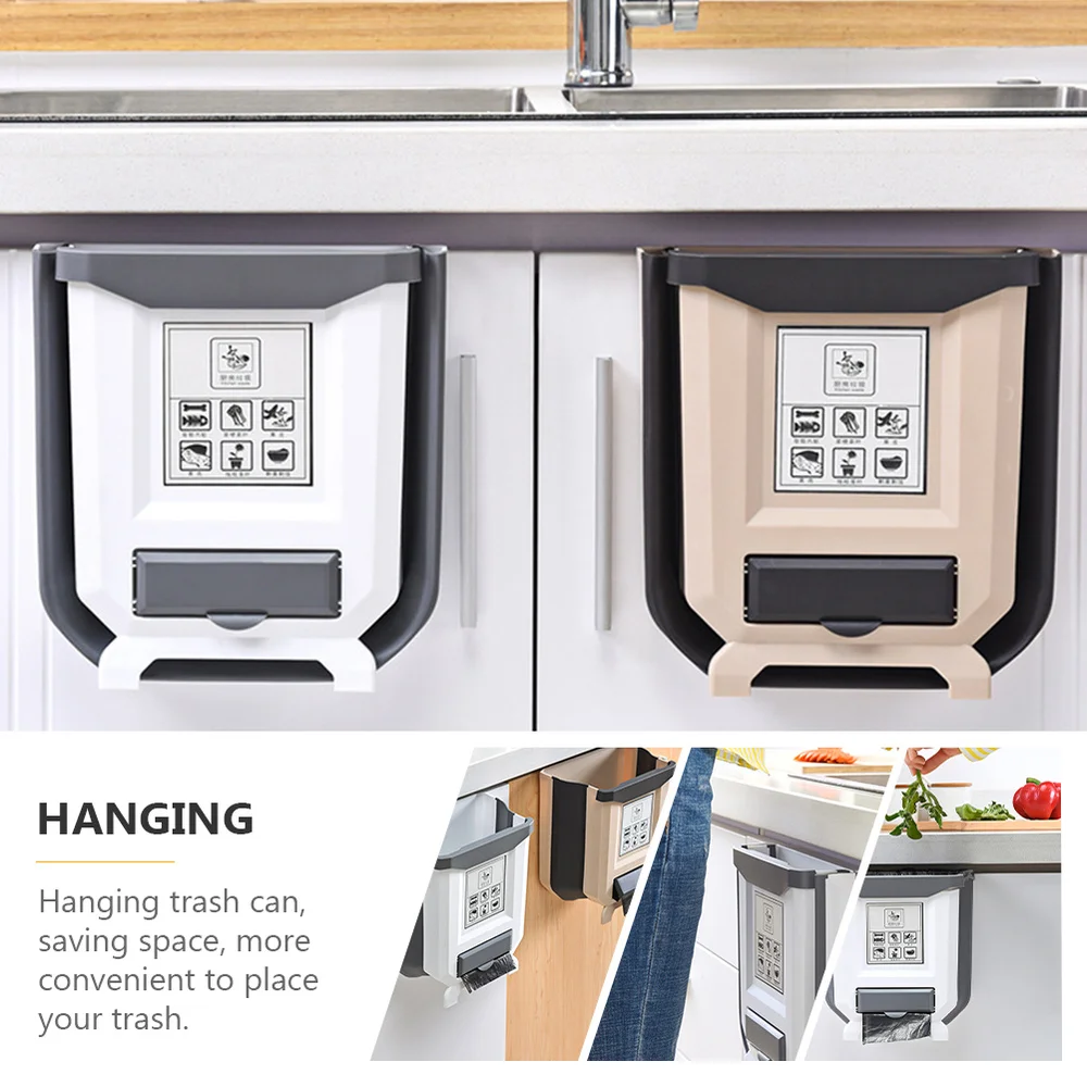 

1Pc Hanging Trash Can Door Hanging Waste Can Foldable Rubbish Container