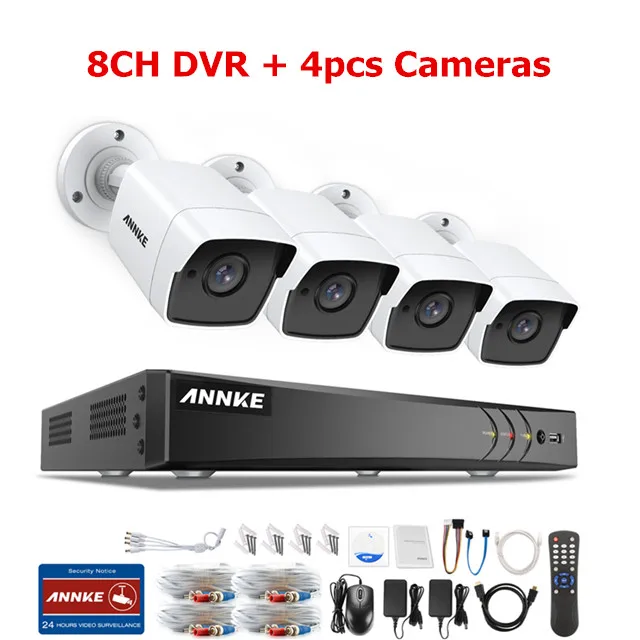 ANNK H.265+ 5MP Ultra HD 8CH DVR CCTV система безопасности Открытый 5MP EXIR камера ночного видения комплект видеонаблюдения - Цвет: Черный