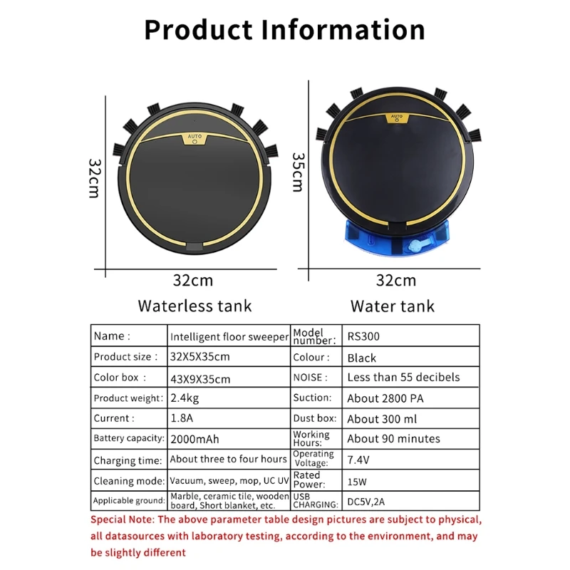 2800Pa Smart Robot Vacuum Cleaner Wet and Dry Mop with Water Tank Remote Control Timing Retailsale | Бытовая техника