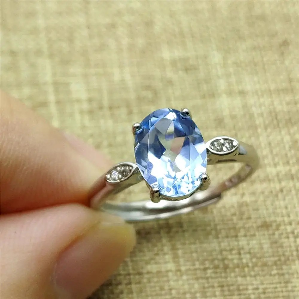 Подлинное кольцо с натуральным топазом и синим драгоценным камнем регулируемое