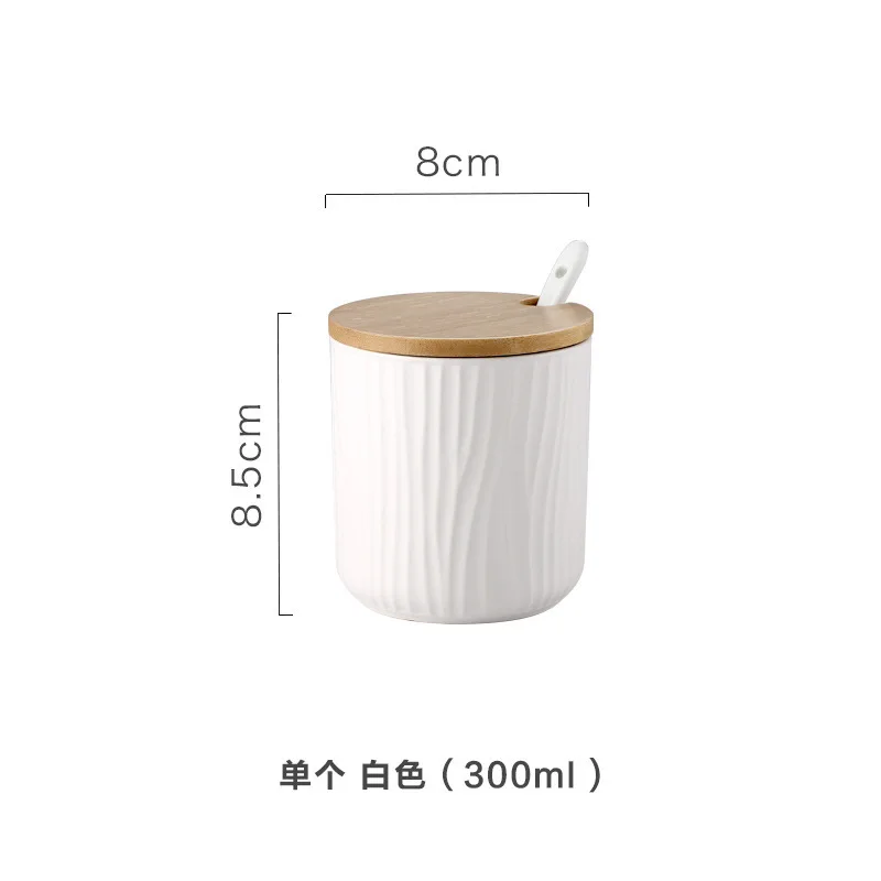 Классический керамический горшок для специй с рисунком дерева и ложкой крышкой