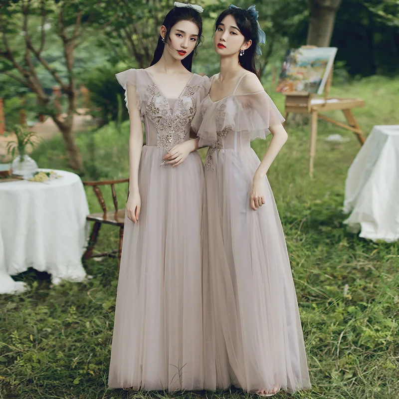 

New Wedding Girlfriends Dress Sister Group Female Long Fairy Temperament Evening Dress Bridesmaid Dress