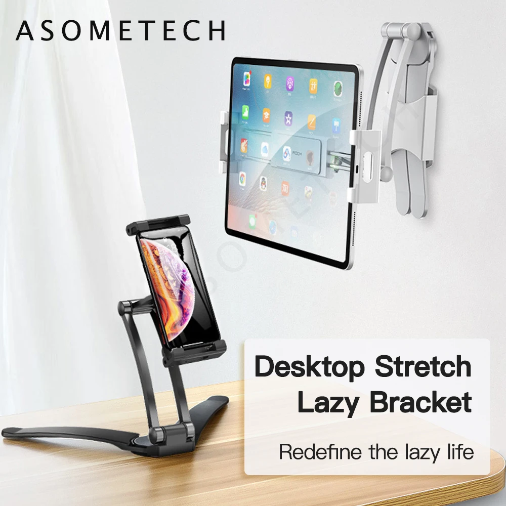 

Mobile Phone Tablet Holder Adjustable Desktop kitchen Bracket Wall Mount Stand For 5-15 inch iPhone iPad Pro 12.9 Tablet Phones