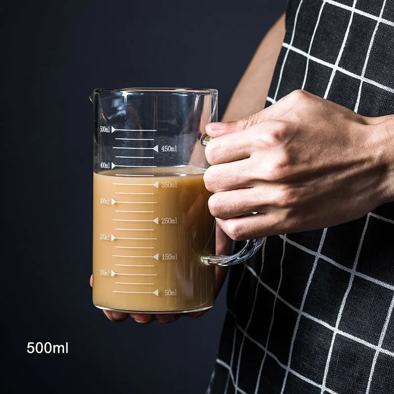 Творческий Стекло прозрачный мерная кружка с бамбуковой крышкой Пособия по