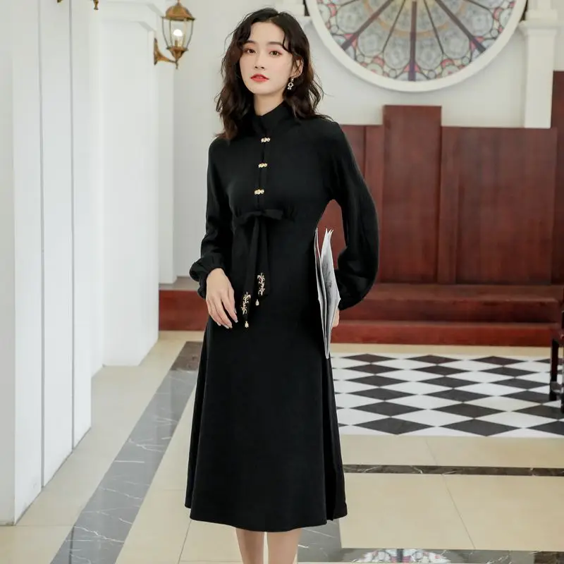 2019 Новая модная женская одежда осень и зима винтажное вязаное облегающее платье