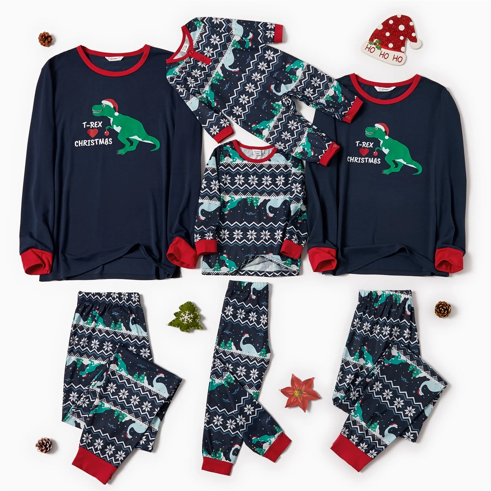 

2021 Family Matching Dinosaur T-REX Print Christmas Pajamas Sets (Flame Resistant)
