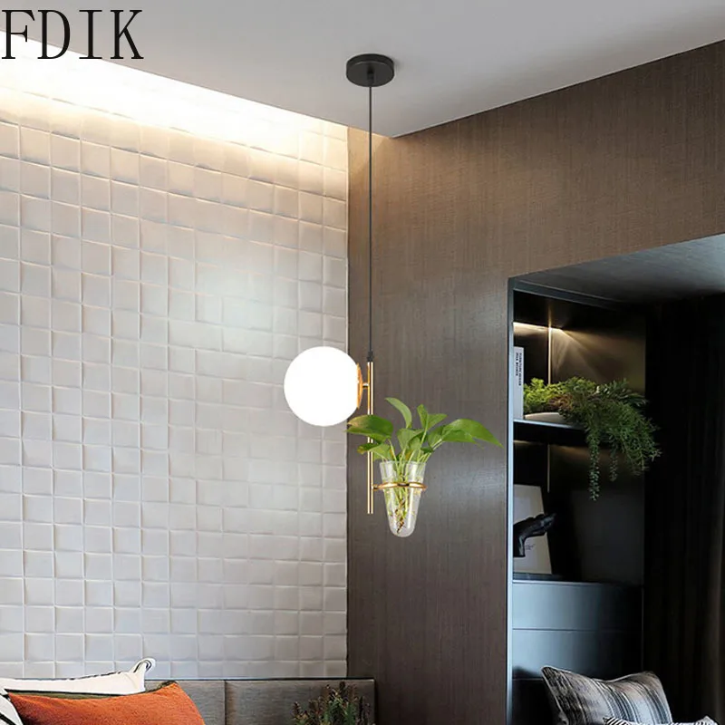 

Nordic Simple Plant Hanging Light Modern Glass Pendant Lamps for Bedroom Living Room Bar Restaurant Indoor Loft Decor Lighting