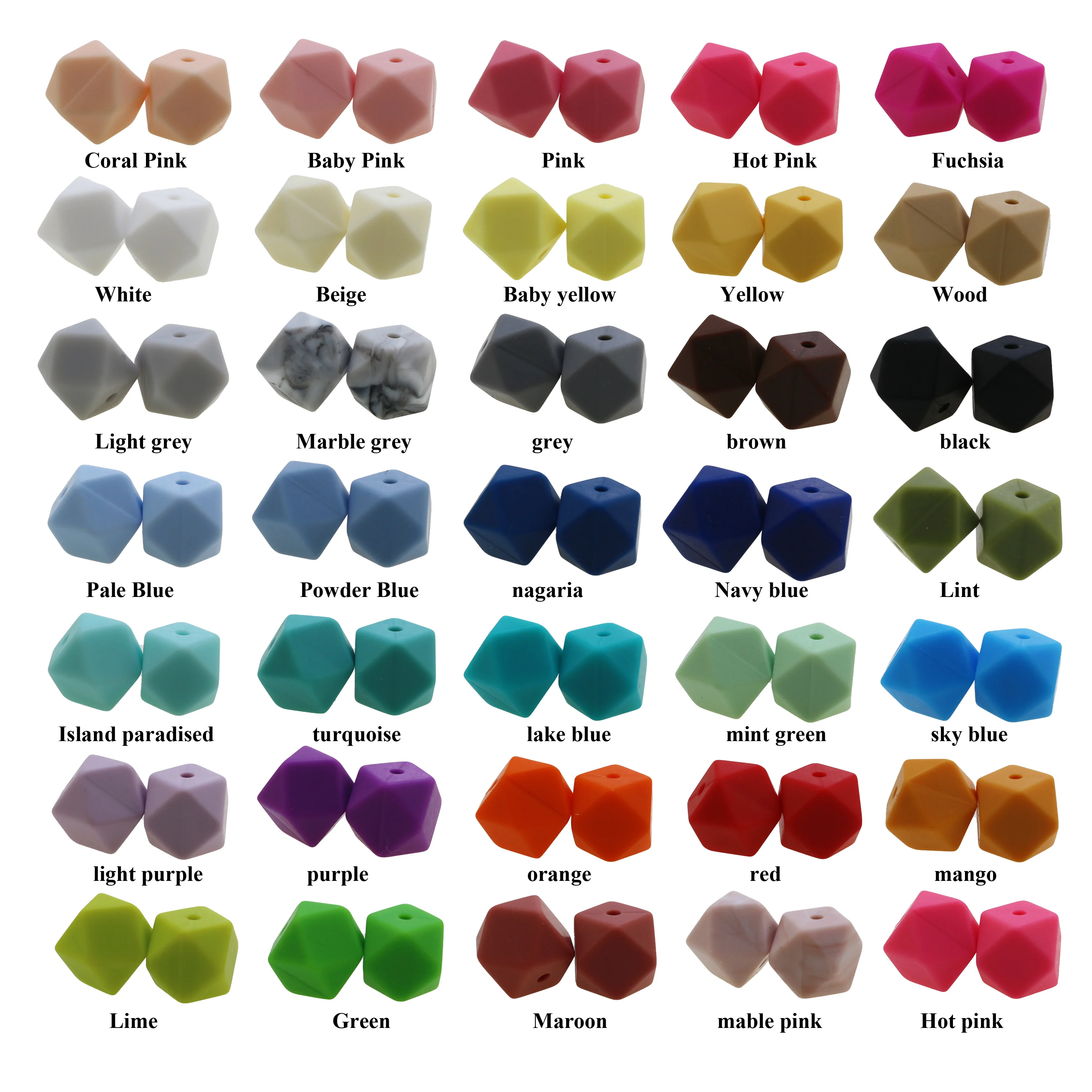 

100pcs Mini Hexagon Food Grade Silicone Bead 13mm Baby Teether Baby Teething Toy BPA Free Nursing Necklace Pacifier Teethers