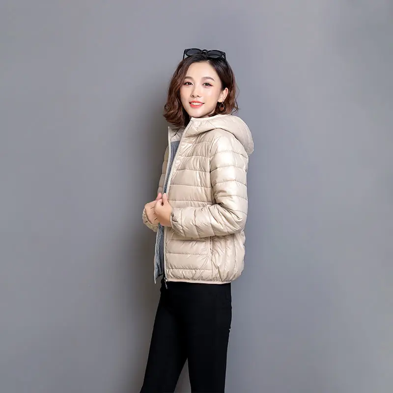 

Winter pure color new cotton padded jacket lightweight short women's cotton padded jacket slim Korean student hooded down cotton