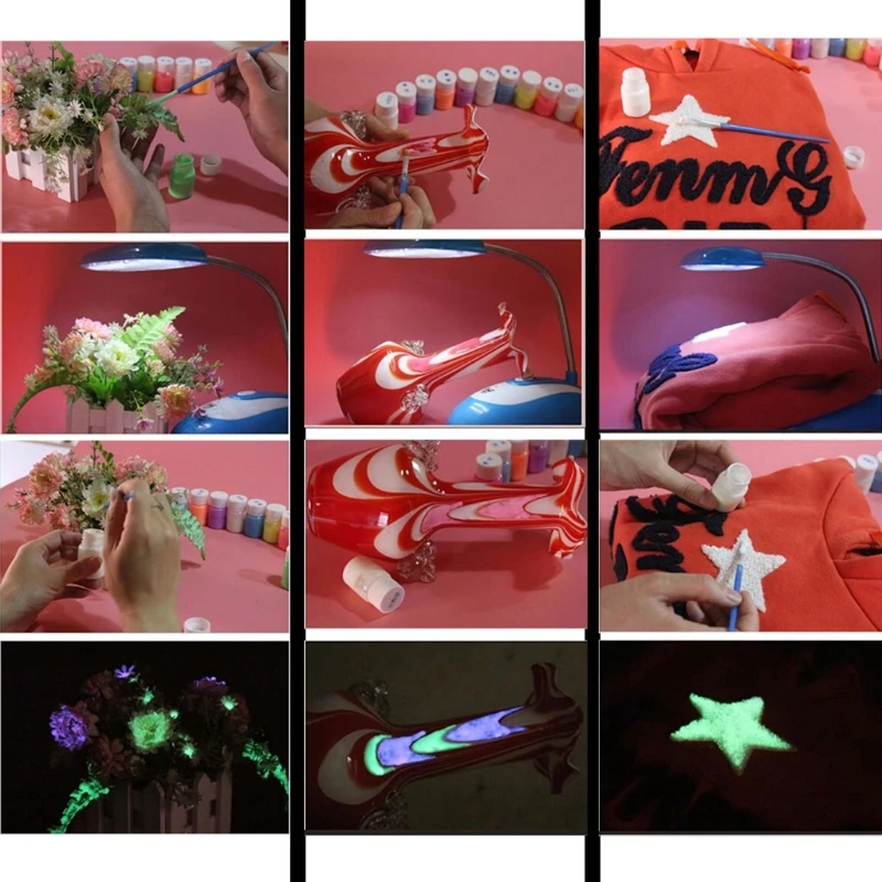 

8 Colors Super Bright Luminous Epoxy Resin Pigment Body Art UV Body Paint Set