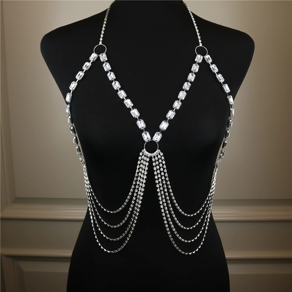 

Высококачественные модные пляжные цепочки ожерелья стразы бюстгальтер Длинные ожерелья для женщин сексуальные эффектные аксессуары для т...