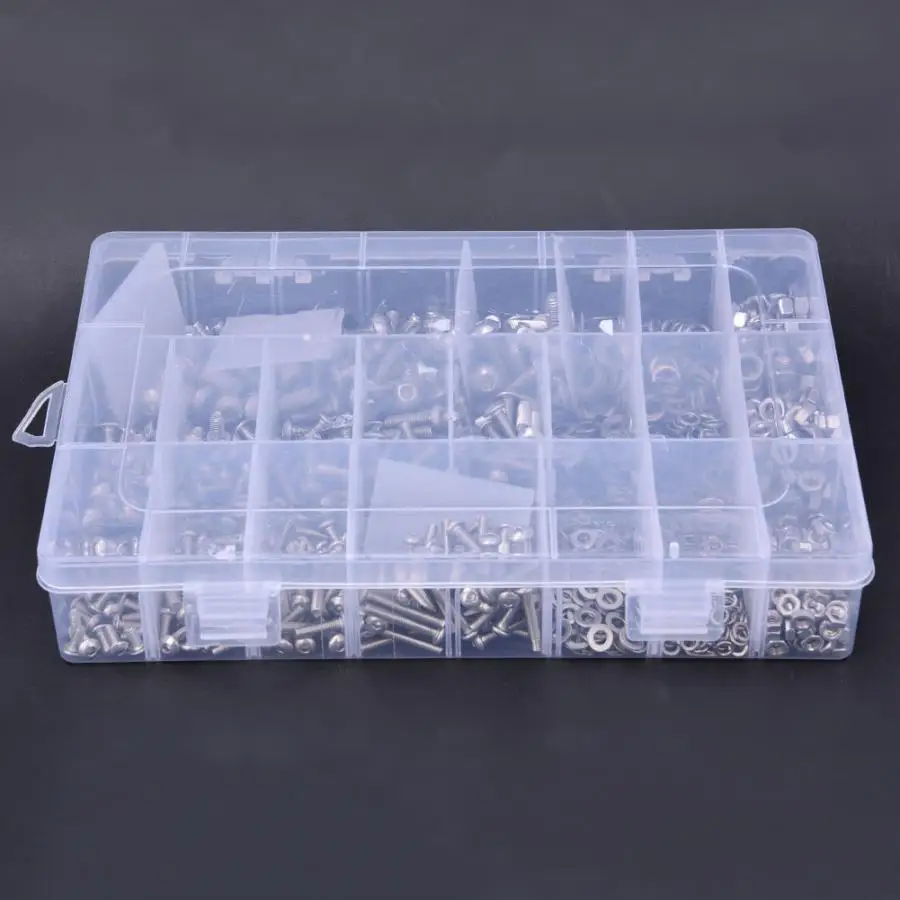 Tornillos de plastico 1105 шт. комплект винтов с шестигранной головкой шайб в ассортименте M3