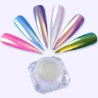 Голографическая Лазерная Серебряная блестящая хромированная зеркальная акриловая пудра для дизайна ногтей сделай сам, пигментная пудра, маникюрные Типсы, мерцание