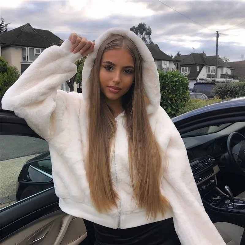 Новинка пикантные белые пушистые пальто из искусственного меха женские