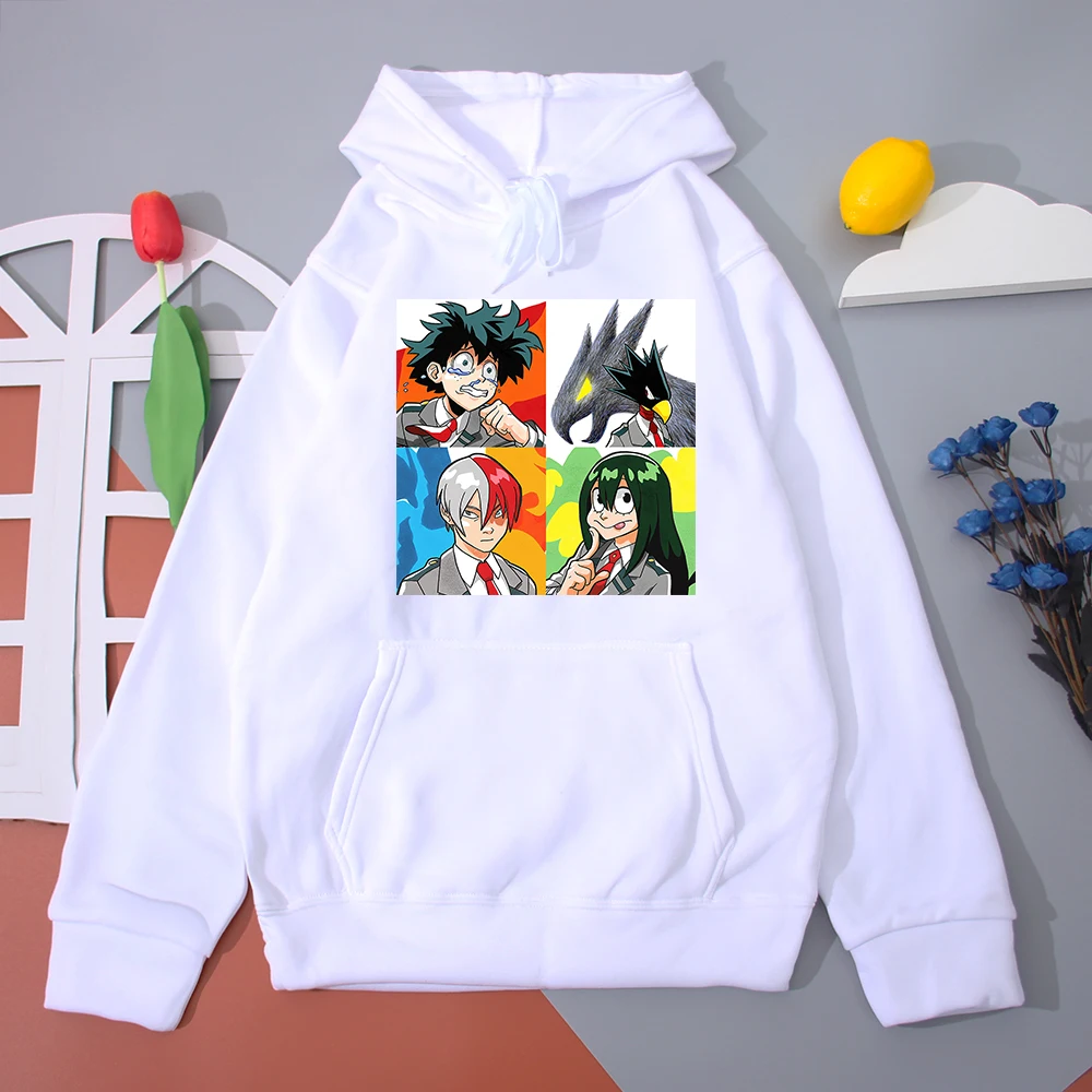 

Толстовка мужская с японским аниме Midoriya Izuku, худи с надписью «Моя геройская Академия», свободный флисовый пуловер, креативная уличная одежд...