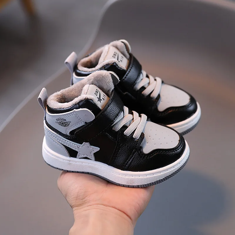 

Winter Baby Boots for Kids New Fashion High-top Plush Sneakers Boys Girls Children Breathable Sport Shoes Casual Toddler Boots