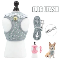 pet vest harness with leash adjustable cute dog wearing with bell decor mesh chicken hen leash for duck cat 4 sizes uacr