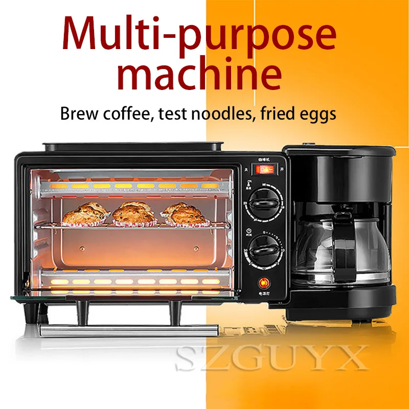 3-в-1 электрическая многофункциональная домашняя машина для завтрака, кофемашина, горизонтальная сковорода, электрическая печь, хлебопечка от AliExpress RU&CIS NEW