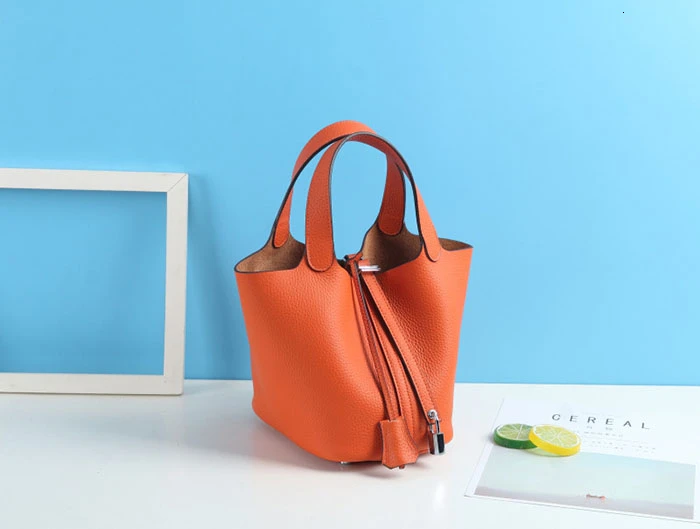 Unua amo Brand Women Handbags Fashion High Capacity Basket Bag Ladies Luxury Genuine Leather Bucket Totes Hand Bags