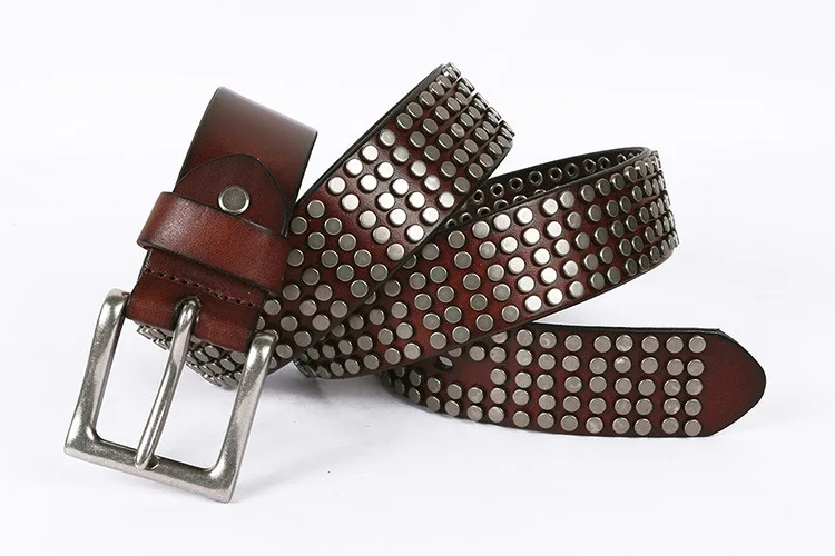 

Free Shipping, punk style fashion,100% Real cowhide buckle belt.brand genuine leather rivet belts,vintage gift