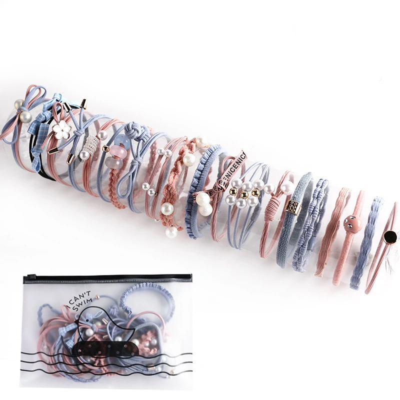 

20/12 Pcs/Set Women Hair Rope Fashion Pearl Elastic Hair Bands Ponytail Holder Rubber Bands Scrunchie Headband Hair Accessories