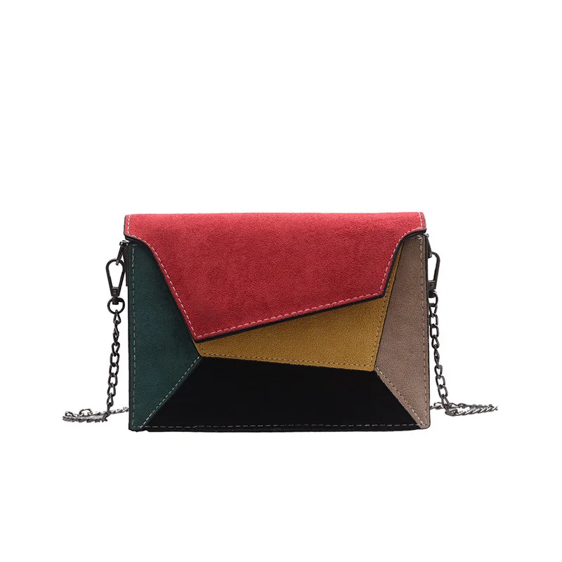 

Bag Women 2019 PU Fashion Tide Shoulder Messenger BagNew Contrast Matte Small Square Bag