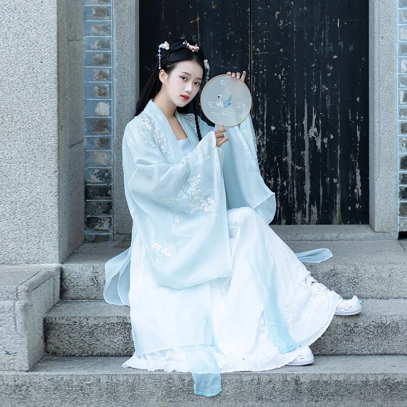 Шифон Hanfu Dynastie Tang одежда Улучшенный женский костюм хлопок Han элемент Китайский