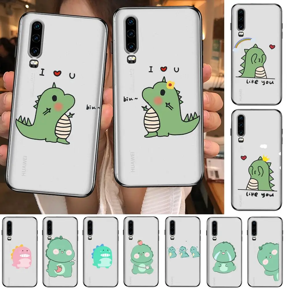 

Couple cartoon dinosaurs Anime Transparent Clear Phone Case For Huawei Honor 20 10 9 8A 7 5T X Pro Lite 5G Etui Coque Hoesjes