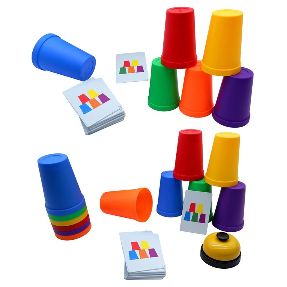 

Kids Stack Cup Game With Card Kids Educational Montessori Toys Intellectual Enlightenment Color Cognition Logic Training Toys