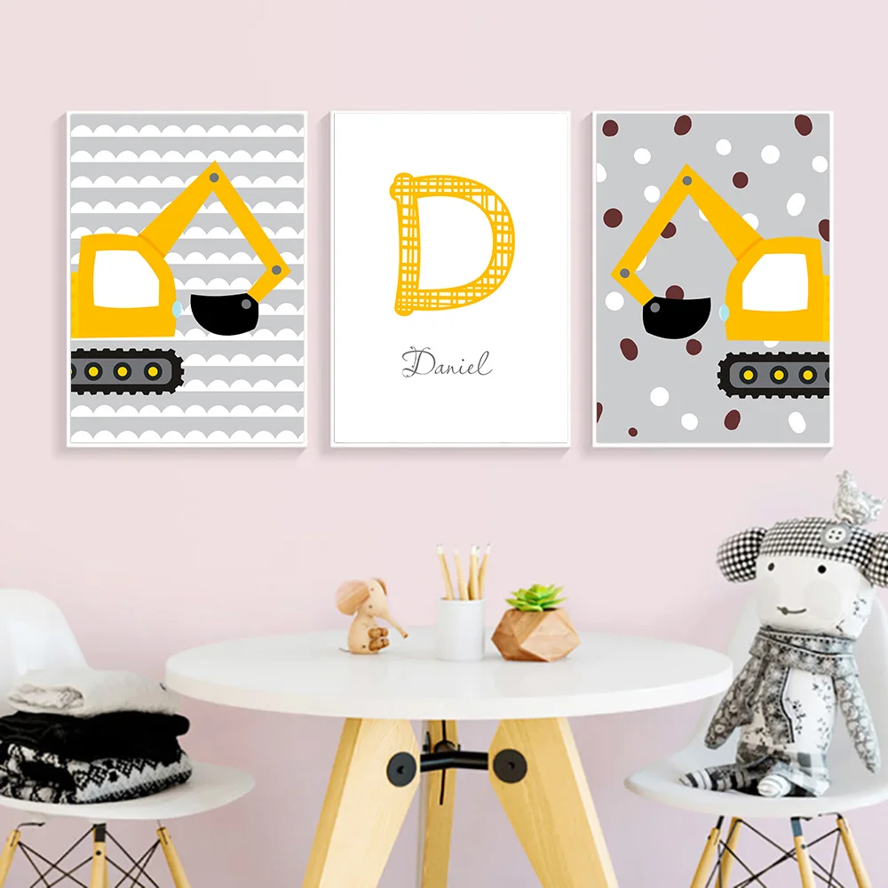 Персональный Имя мальчика изготовленные на заказ плакат для детской с принтом