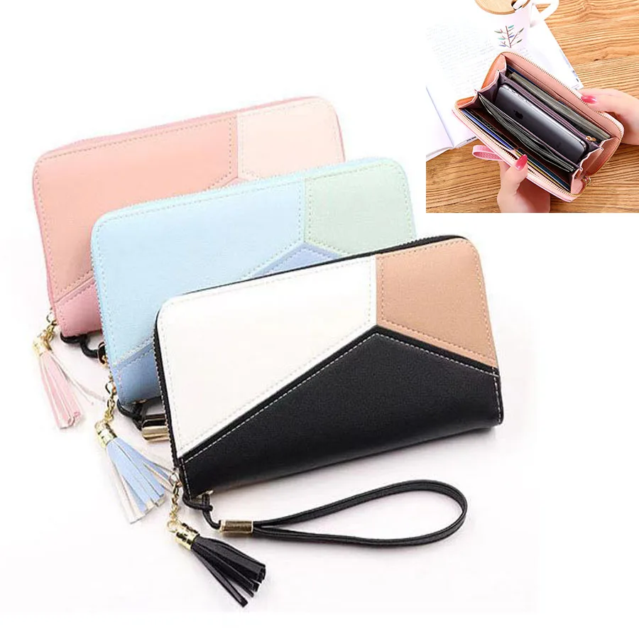 Кошелек с геометрическим узором женские Элитный бренд кожа на молнии отделением