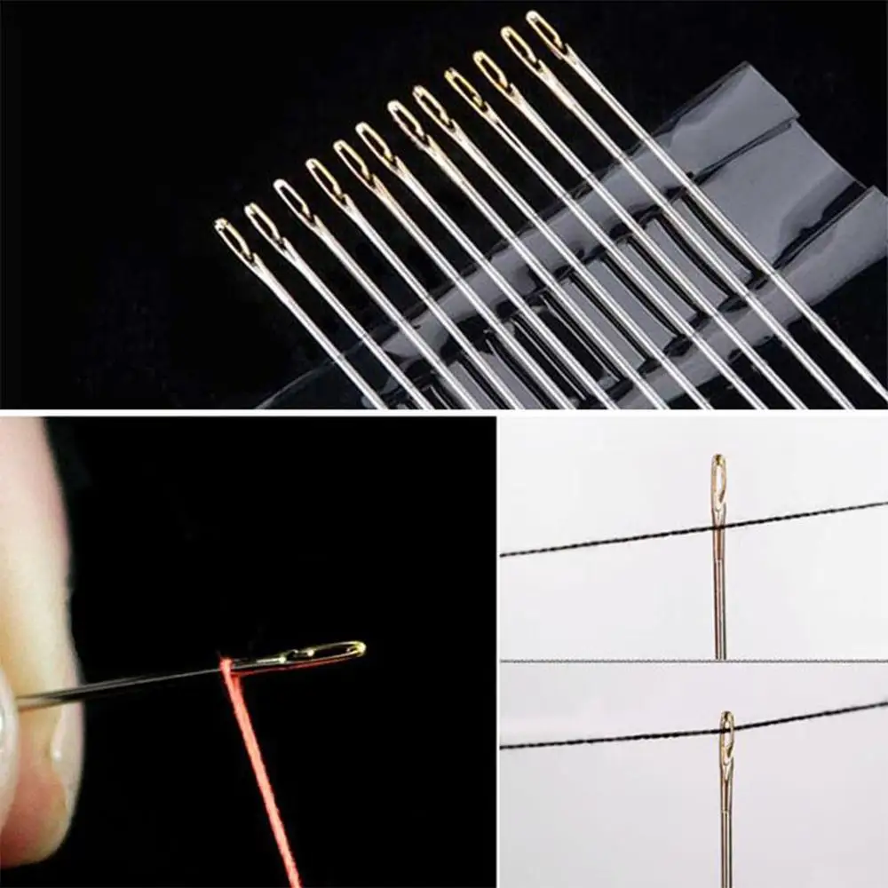 12 шт./компл. ручная швейная инструмент Self-threading иглы большой глаз Швейные ручные